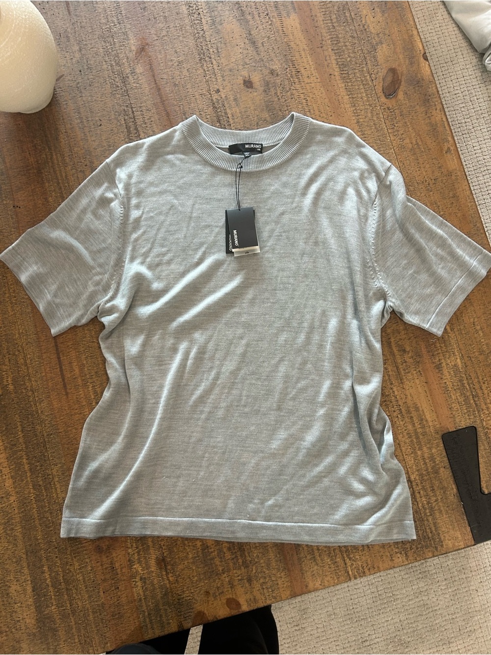 Murano Light Gray Short Sleeve Crew Neck T-Shirt 100% silk